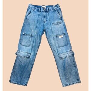 PacSun Baggy Cargo Jeans Men’s 30x30 Blue Medium Wash Denim Mid Rise Pockets